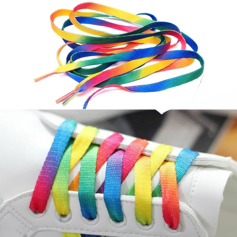 1 paio di lacci colorati arcobaleno sfumato piatto lacci delle scarpe per scarpe casual di tela lacci cromatici di colore 80CM / 100CM / 120CM / 150 - Gufetto Brand 