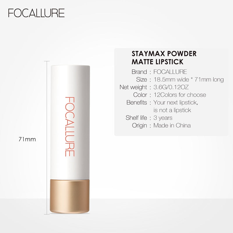 FOCALLURE Rossetto opaco per labbra Velluto nudo a lunga durata Leggero Staymax Polvere Impermeabile Idrata il trucco delle donne - Gufetto Brand 