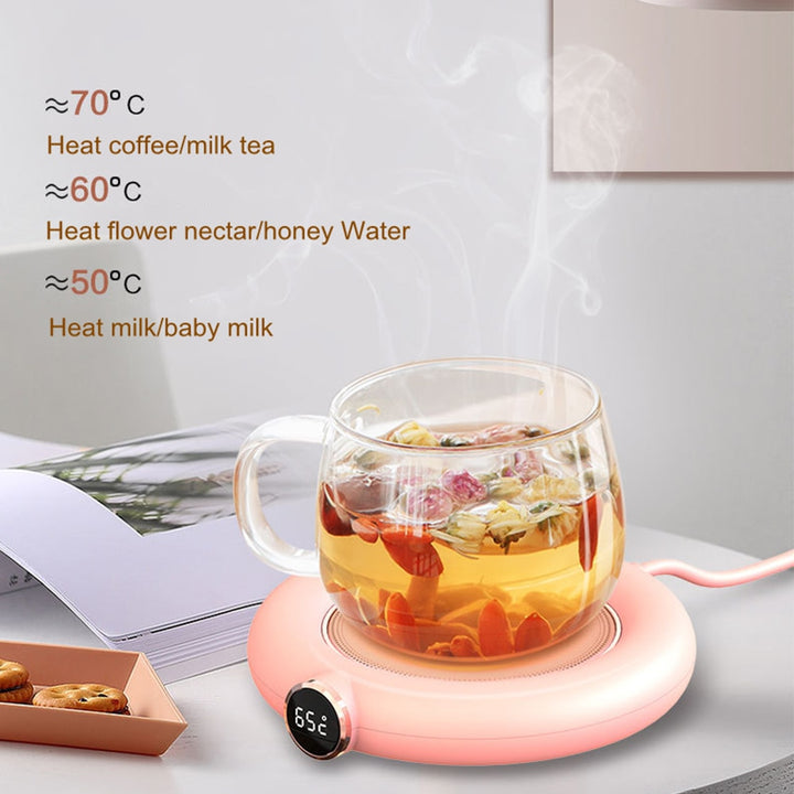 DC 5V USB Riscaldamento Tappetino per tazza caldo Sottobicchiere a temperatura costante 3 ingranaggi Display digitale Regolazione temporizzazione Riscaldatore per caffè Latte Tè - Gufetto Brand 