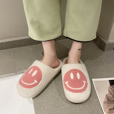new cotton slippers women's home plush warm home indoor non-slip thick bottom smiley hairy autumn and winter - Gufetto Brand 