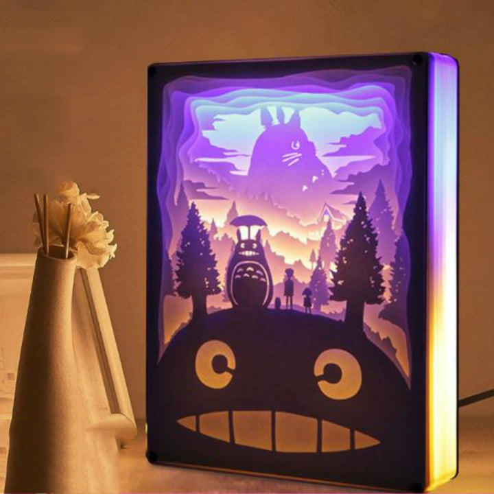 Nuova novità Luce notturna Totoro Lampada da atmosfera tagliata su carta 3D Carta da intaglio Lampada da decorazione artistica Alimentazione USB per soggiorno Camera da letto - Gufetto Brand 