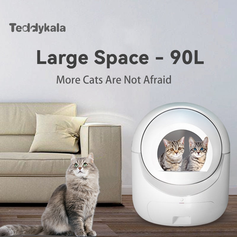 Teddykala 90L Lettiera per gatti Automatica Autopulente Toilette per gatti Wifi Autopulente Lettiera per gatti Doppia rimozione degli odori Sandbox Cat - Gufetto Brand 