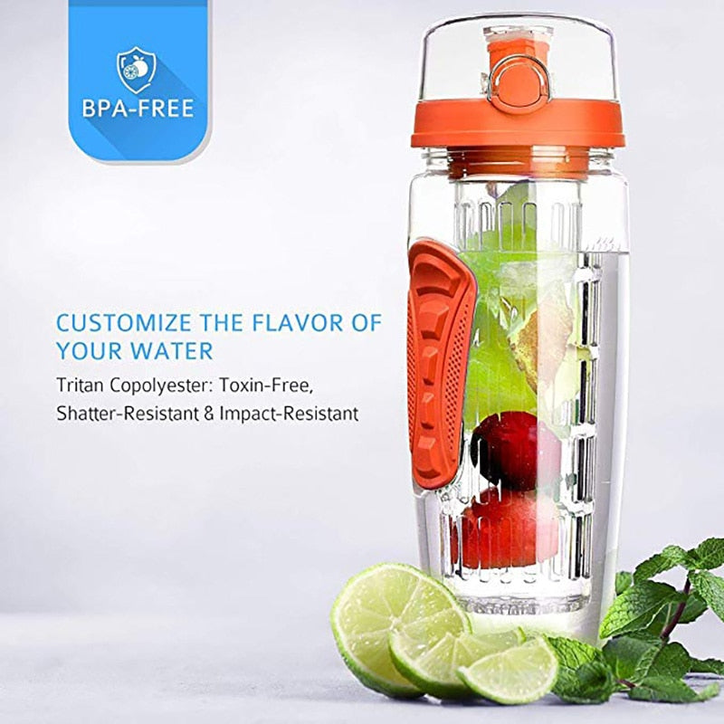 1000ml Water Fruit Bottle Bpa Free Plastic Sport Fruit Infuser Water Bottles with Infuser Juice Shaker Drink Bottle of Water - Gufetto Brand 