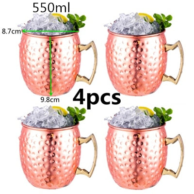 550 ml 4 Pcs 18 Once Martellato Rame Placcato Moscow Mule Tazza di Birra Tazza di Caffè Tazza Tazza di Rame Placcato canecas tazze tazza di viaggio - Gufetto Brand 