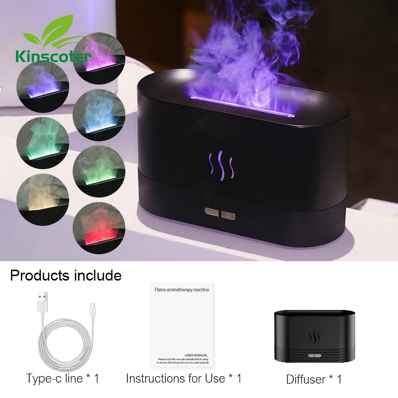 Kinscoter Aroma Diffuser Air Humidifier Ultrasonic Cool Mist Maker Fogger Led Essential Oil Flame Lamp Difusor - Gufetto Brand 