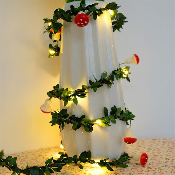 Flower Green Leaf String Lights Artificial Vine Fairy Lights Battery Powered Christmas Tree Garland Light for Weeding Home Decor - Gufetto Brand 