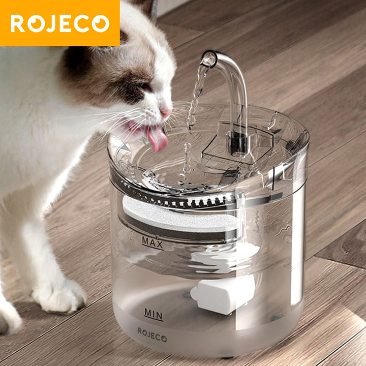 ROJECO Fontana per Gatti Distributore Automatico di Acqua per Animali Domestici Bevitore Intelligente per Animali Domestici per Gatti Sensore Automatico Accessori per Fontanella per Gatti - Gufetto Brand 