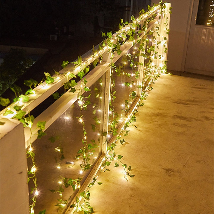 Flower Green Leaf String Lights Artificial Vine Fairy Lights Battery Powered Christmas Tree Garland Light for Weeding Home Decor - Gufetto Brand 