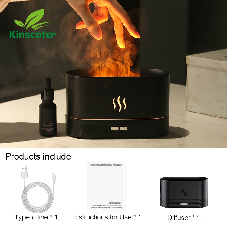 Kinscoter Aroma Diffuser Air Humidifier Ultrasonic Cool Mist Maker Fogger Led Essential Oil Flame Lamp Difusor - Gufetto Brand 