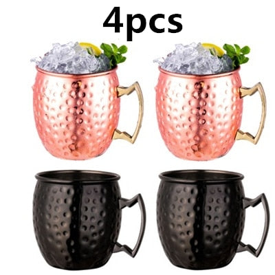 550 ml 4 Pcs 18 Once Martellato Rame Placcato Moscow Mule Tazza di Birra Tazza di Caffè Tazza Tazza di Rame Placcato canecas tazze tazza di viaggio - Gufetto Brand 