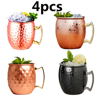 550 ml 4 Pcs 18 Once Martellato Rame Placcato Moscow Mule Tazza di Birra Tazza di Caffè Tazza Tazza di Rame Placcato canecas tazze tazza di viaggio - Gufetto Brand 