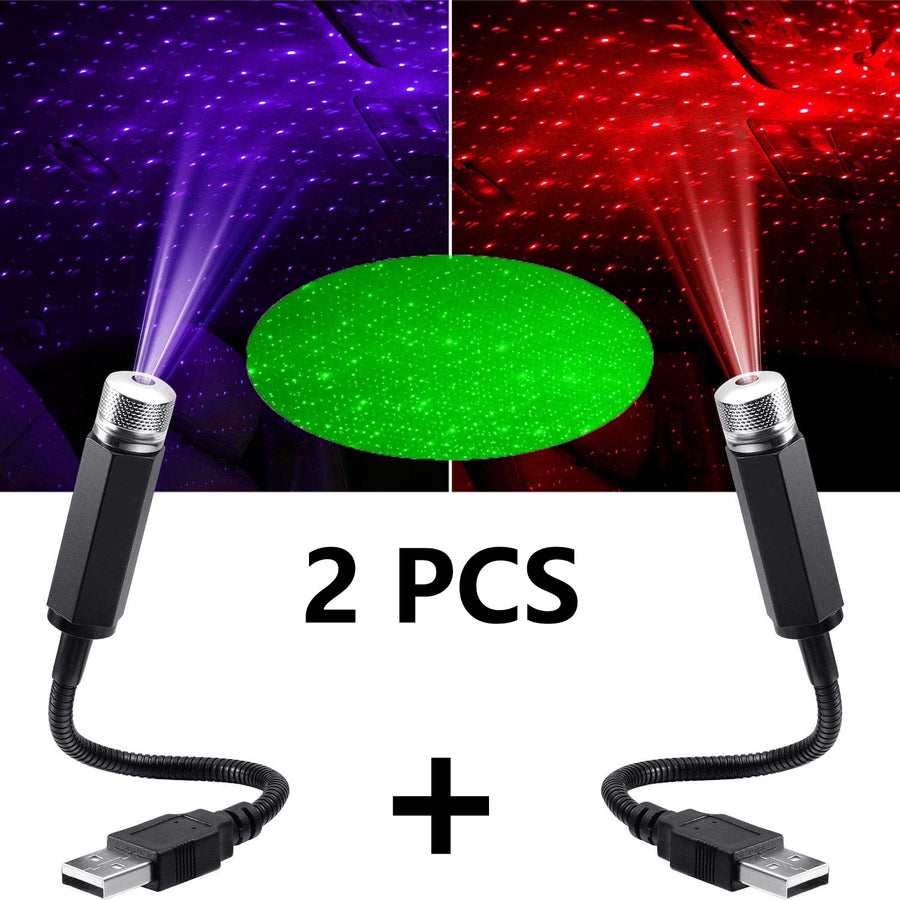 2X Romantico LED Cielo stellato Luce notturna 5V Alimentato tramite USB Galaxy Star Proiettore Lampada per tetto auto Decorazione soffitto Plug and Play - Gufetto Brand 