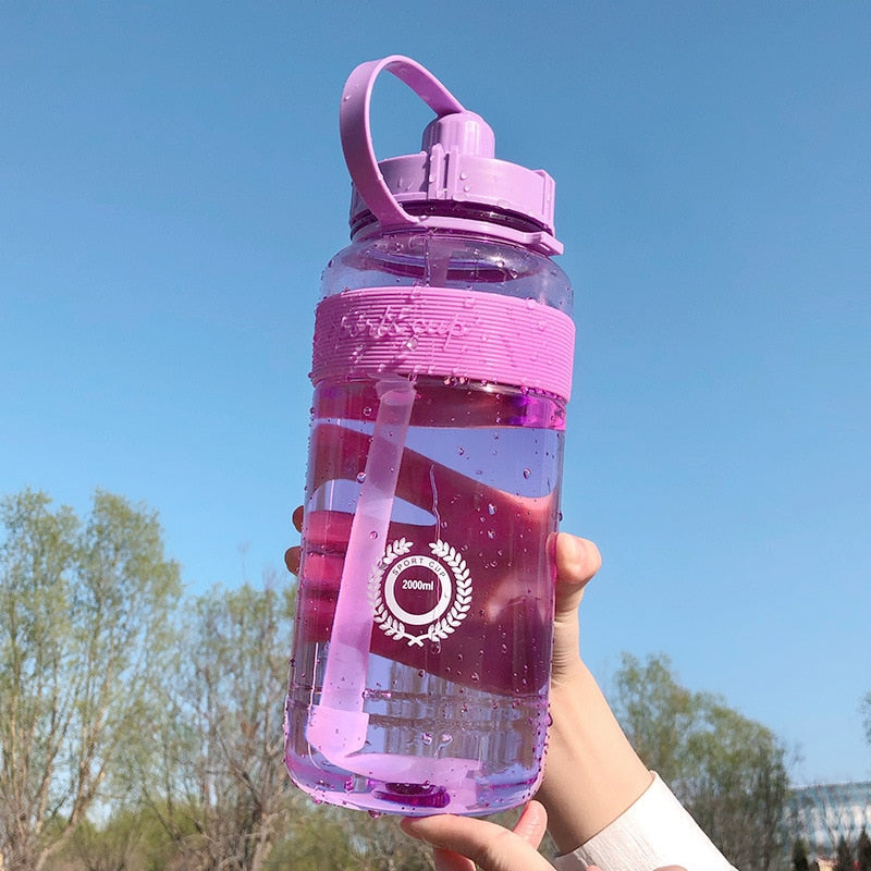 New Sport Drinking Water Bottle with Straw BPA Free 1000 Ml 2000ml  Plastic Water Drinking Bottle for Water 1L 1 liter - Gufetto Brand 