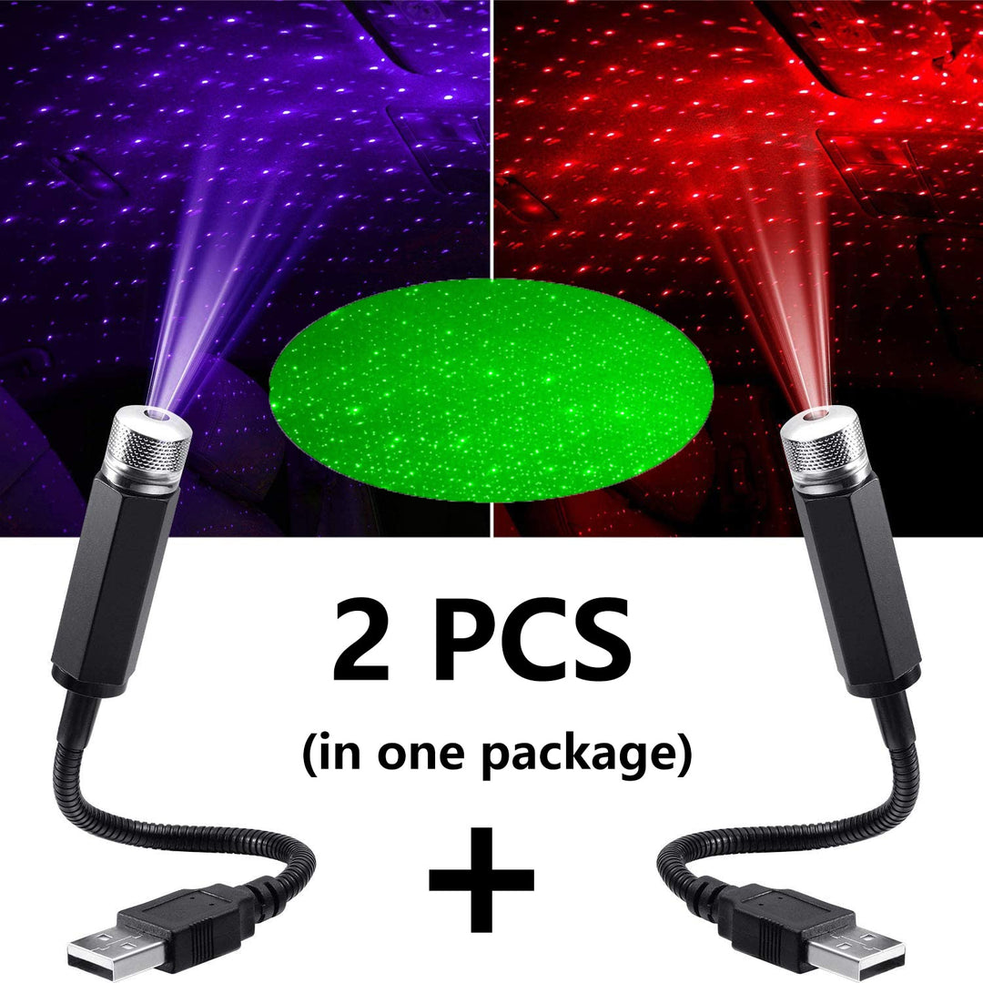 2X Romantico LED Cielo stellato Luce notturna 5V Alimentato tramite USB Galaxy Star Proiettore Lampada per tetto auto Decorazione soffitto Plug and Play - Gufetto Brand 