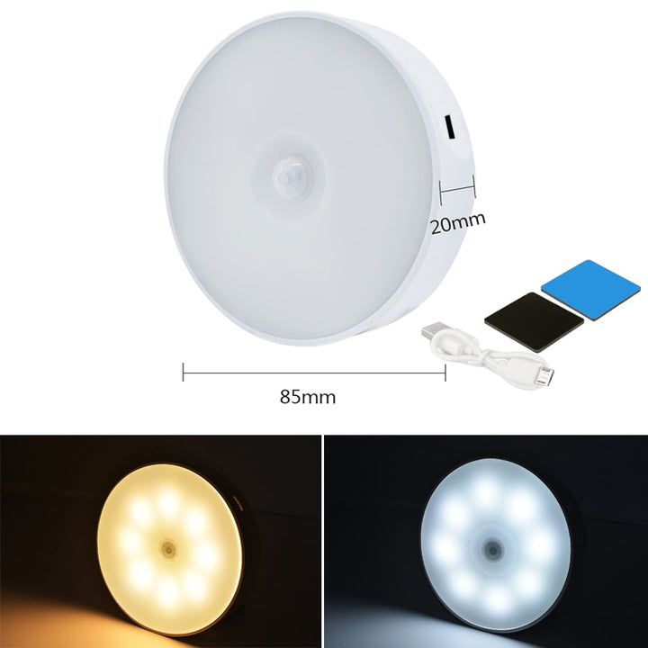 8 perline USB ricaricabile LED lampada da parete corpo umano sensore a infrarossi luce notturna armadio luci per camera da letto WC scale - Gufetto Brand 