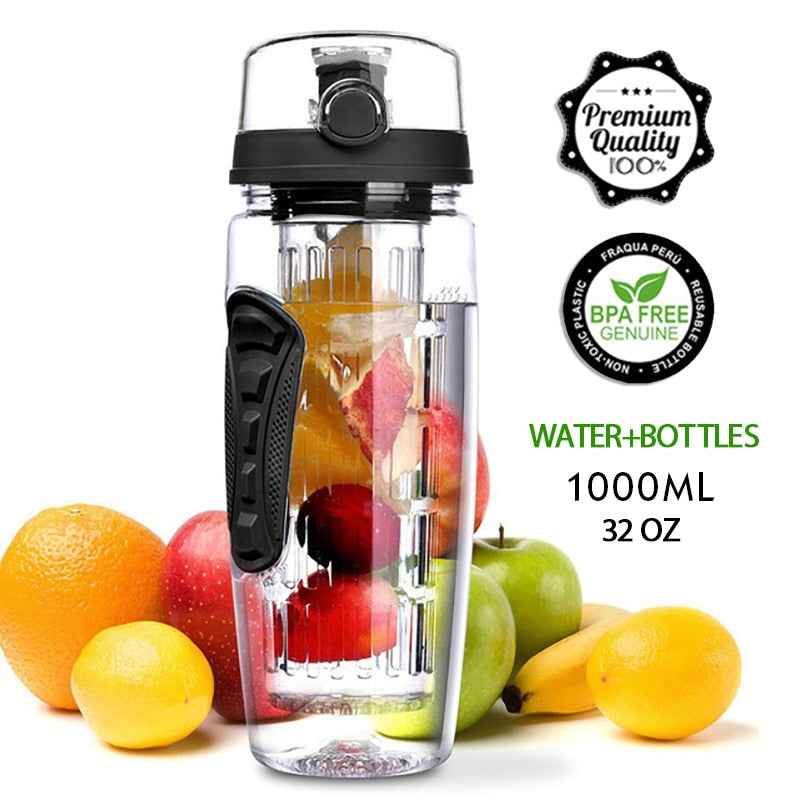 1000ml Water Fruit Bottle Bpa Free Plastic Sport Fruit Infuser Water Bottles with Infuser Juice Shaker Drink Bottle of Water - Gufetto Brand 