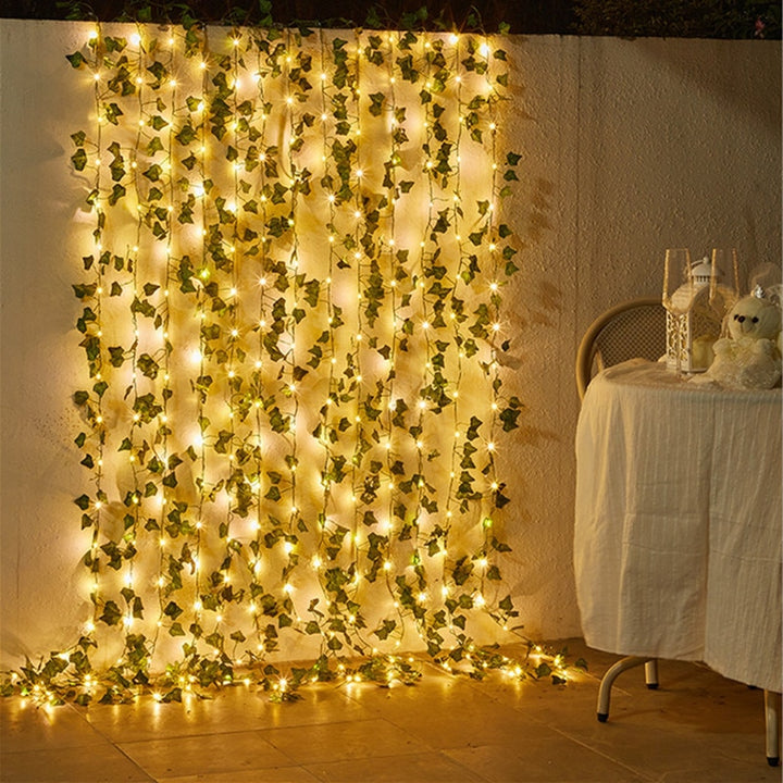 Flower Green Leaf String Lights Artificial Vine Fairy Lights Battery Powered Christmas Tree Garland Light for Weeding Home Decor - Gufetto Brand 