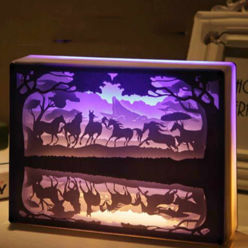 Nuova novità Luce notturna Totoro Lampada da atmosfera tagliata su carta 3D Carta da intaglio Lampada da decorazione artistica Alimentazione USB per soggiorno Camera da letto - Gufetto Brand 