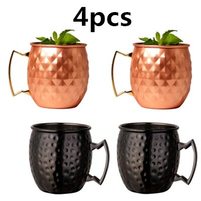 550 ml 4 Pcs 18 Once Martellato Rame Placcato Moscow Mule Tazza di Birra Tazza di Caffè Tazza Tazza di Rame Placcato canecas tazze tazza di viaggio - Gufetto Brand 