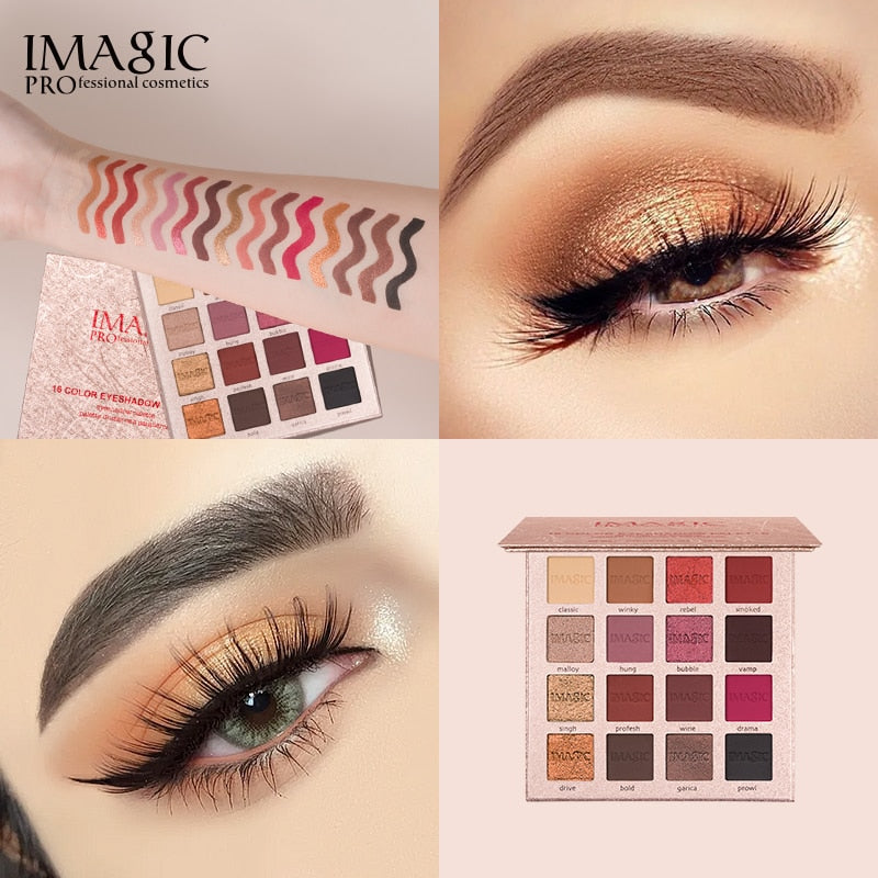 IMAGIC New Arrival Charming Eyeshadow 16 Color Makeup Palette Matte Shimmer  Pigmented Eye Shadow Powder - Gufetto Brand 