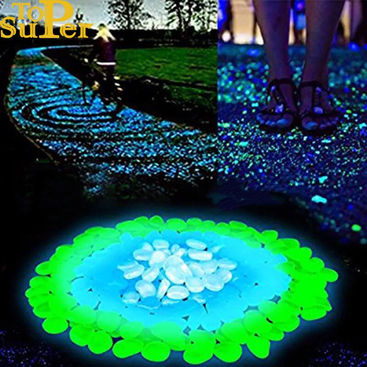 50/100pcs Luminous Stones Garden Pebbles Glow Stones Rocks for Walkways Garden Path Patio Lawn Garden Yard Decor - Gufetto Brand 