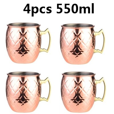 550 ml 4 Pcs 18 Once Martellato Rame Placcato Moscow Mule Tazza di Birra Tazza di Caffè Tazza Tazza di Rame Placcato canecas tazze tazza di viaggio - Gufetto Brand 