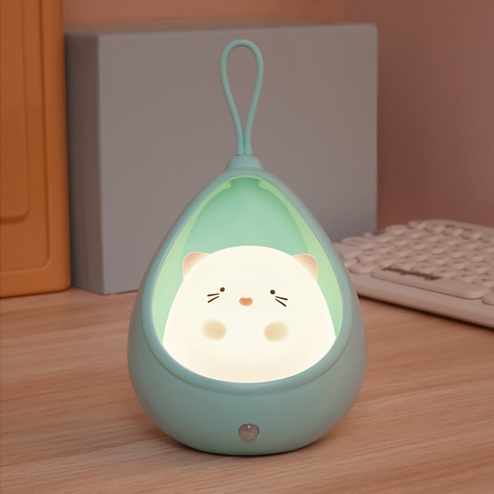 LED Night Light Sensor Control simpatico animale Lampada a induzione umana per bambini Camera da letto per bambini Lampade da parete in silicone ricaricabili USB - Gufetto Brand 