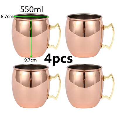 550 ml 4 Pcs 18 Once Martellato Rame Placcato Moscow Mule Tazza di Birra Tazza di Caffè Tazza Tazza di Rame Placcato canecas tazze tazza di viaggio - Gufetto Brand 