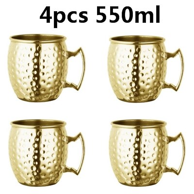 550 ml 4 Pcs 18 Once Martellato Rame Placcato Moscow Mule Tazza di Birra Tazza di Caffè Tazza Tazza di Rame Placcato canecas tazze tazza di viaggio - Gufetto Brand 