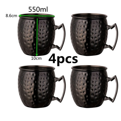 550 ml 4 Pcs 18 Once Martellato Rame Placcato Moscow Mule Tazza di Birra Tazza di Caffè Tazza Tazza di Rame Placcato canecas tazze tazza di viaggio - Gufetto Brand 