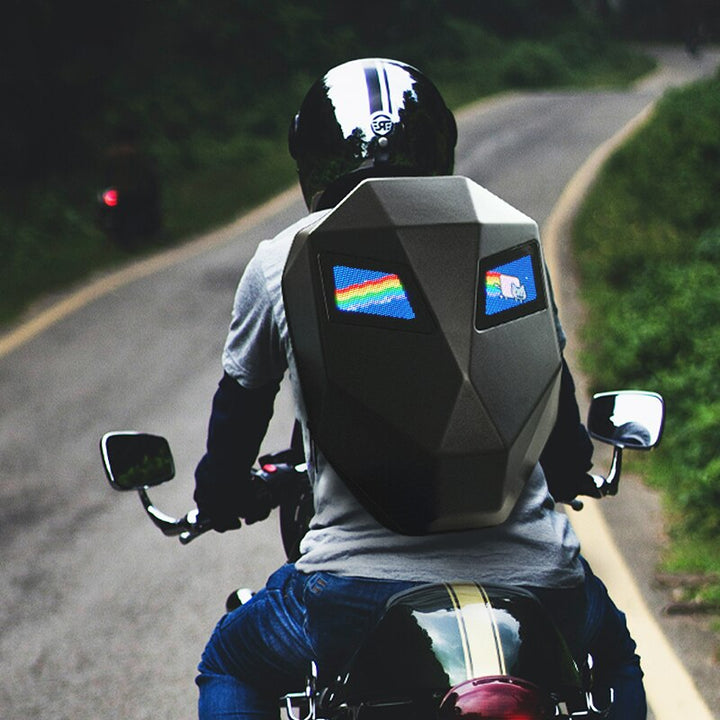 Nuovo zaino LED impermeabile Personalità Smart Bag Controllo del cellulare Zaino intelligente fai-da-te Borsa da moto in grado di contenere il casco - Gufetto Brand 