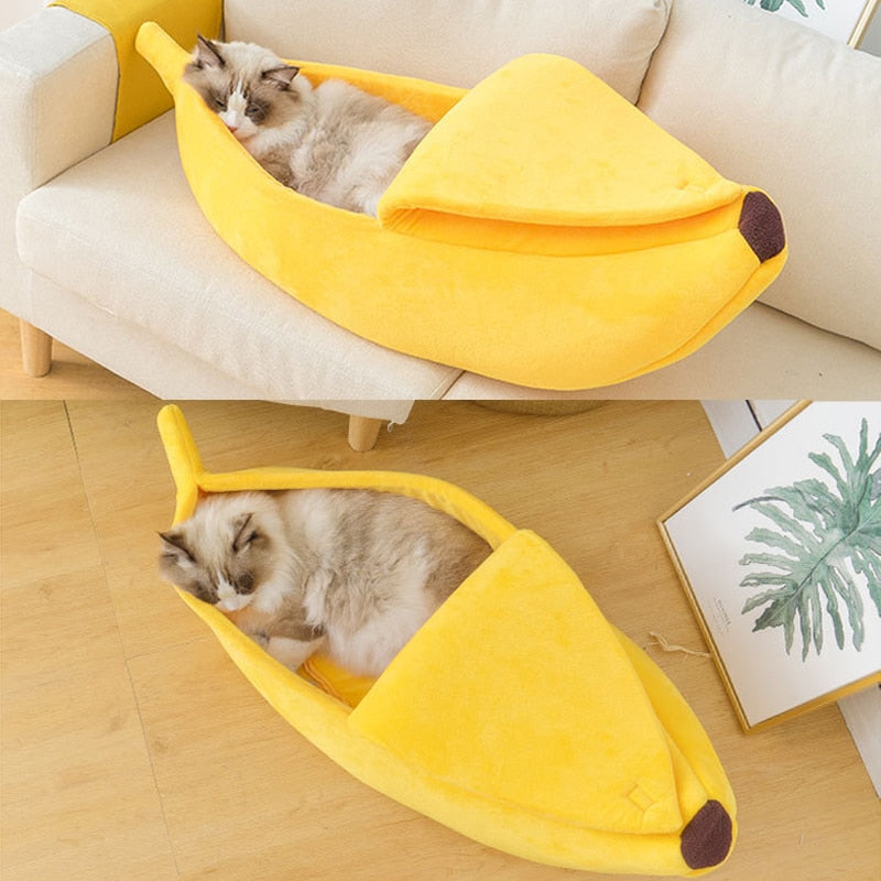 Divertente Letto per Gatti Banana Casa Carino e Accogliente Tappetino per Gatti Caldo Durevole Portatile Cestino per Animali Canile Cuscino per Cani Forniture per Gatti Multicolore - Gufetto Brand 