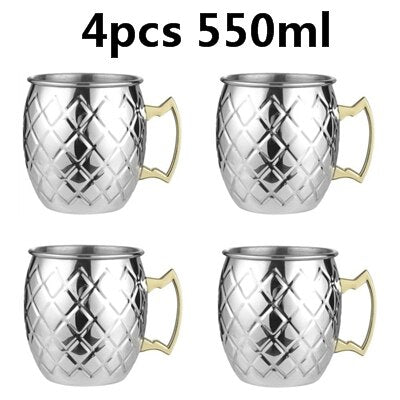 550 ml 4 Pcs 18 Once Martellato Rame Placcato Moscow Mule Tazza di Birra Tazza di Caffè Tazza Tazza di Rame Placcato canecas tazze tazza di viaggio - Gufetto Brand 