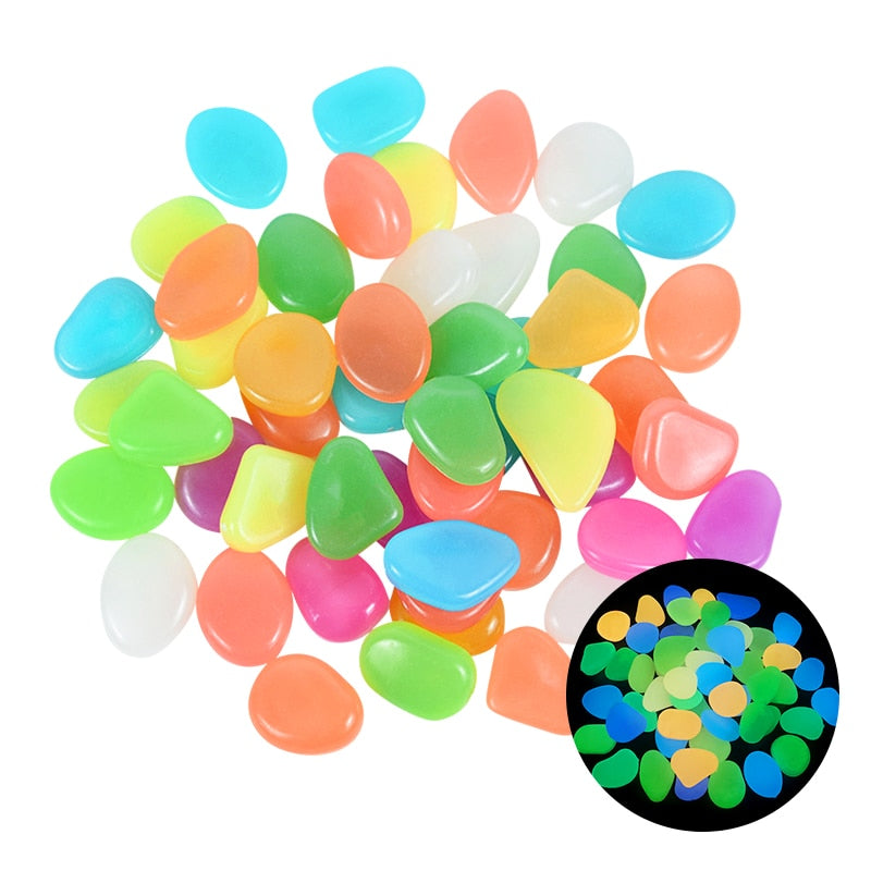 25/50pcs Glow in the Dark Garden Pebbles Glow Stones Rocks for Walkways Garden Path Patio Lawn Garden Yard Decor Luminous Stones - Gufetto Brand 