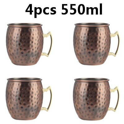 550 ml 4 Pcs 18 Once Martellato Rame Placcato Moscow Mule Tazza di Birra Tazza di Caffè Tazza Tazza di Rame Placcato canecas tazze tazza di viaggio - Gufetto Brand 