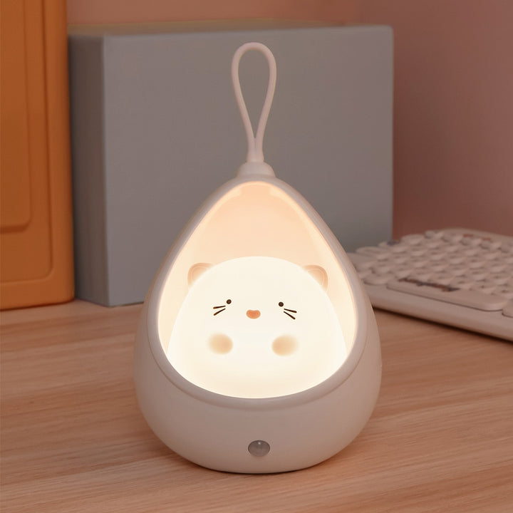 LED Night Light Sensor Control simpatico animale Lampada a induzione umana per bambini Camera da letto per bambini Lampade da parete in silicone ricaricabili USB - Gufetto Brand 