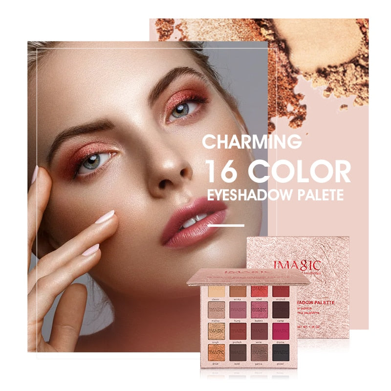 IMAGIC New Arrival Charming Eyeshadow 16 Color Makeup Palette Matte Shimmer  Pigmented Eye Shadow Powder - Gufetto Brand 