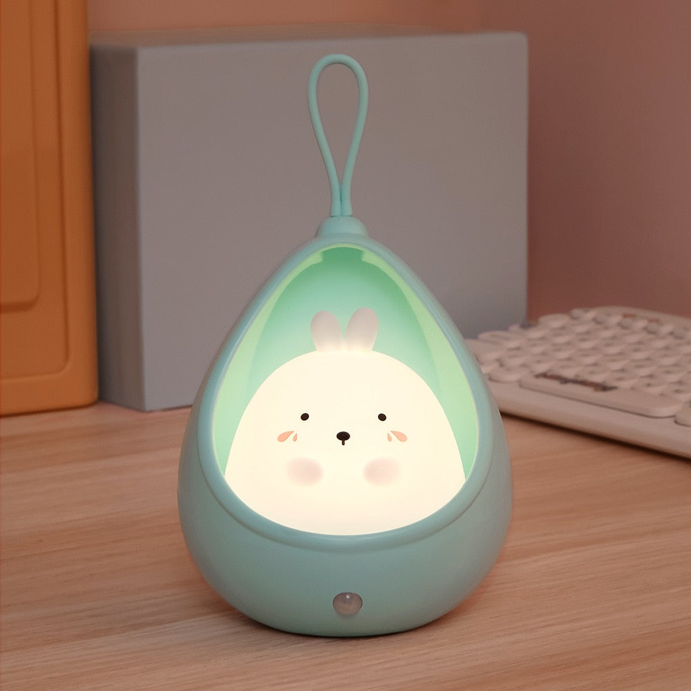 LED Night Light Sensor Control simpatico animale Lampada a induzione umana per bambini Camera da letto per bambini Lampade da parete in silicone ricaricabili USB - Gufetto Brand 