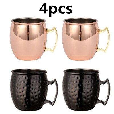 550 ml 4 Pcs 18 Once Martellato Rame Placcato Moscow Mule Tazza di Birra Tazza di Caffè Tazza Tazza di Rame Placcato canecas tazze tazza di viaggio - Gufetto Brand 