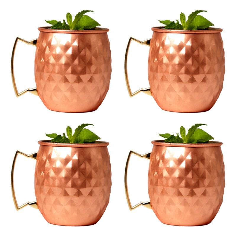 550 ml 4 Pcs 18 Once Martellato Rame Placcato Moscow Mule Tazza di Birra Tazza di Caffè Tazza Tazza di Rame Placcato canecas tazze tazza di viaggio - Gufetto Brand 