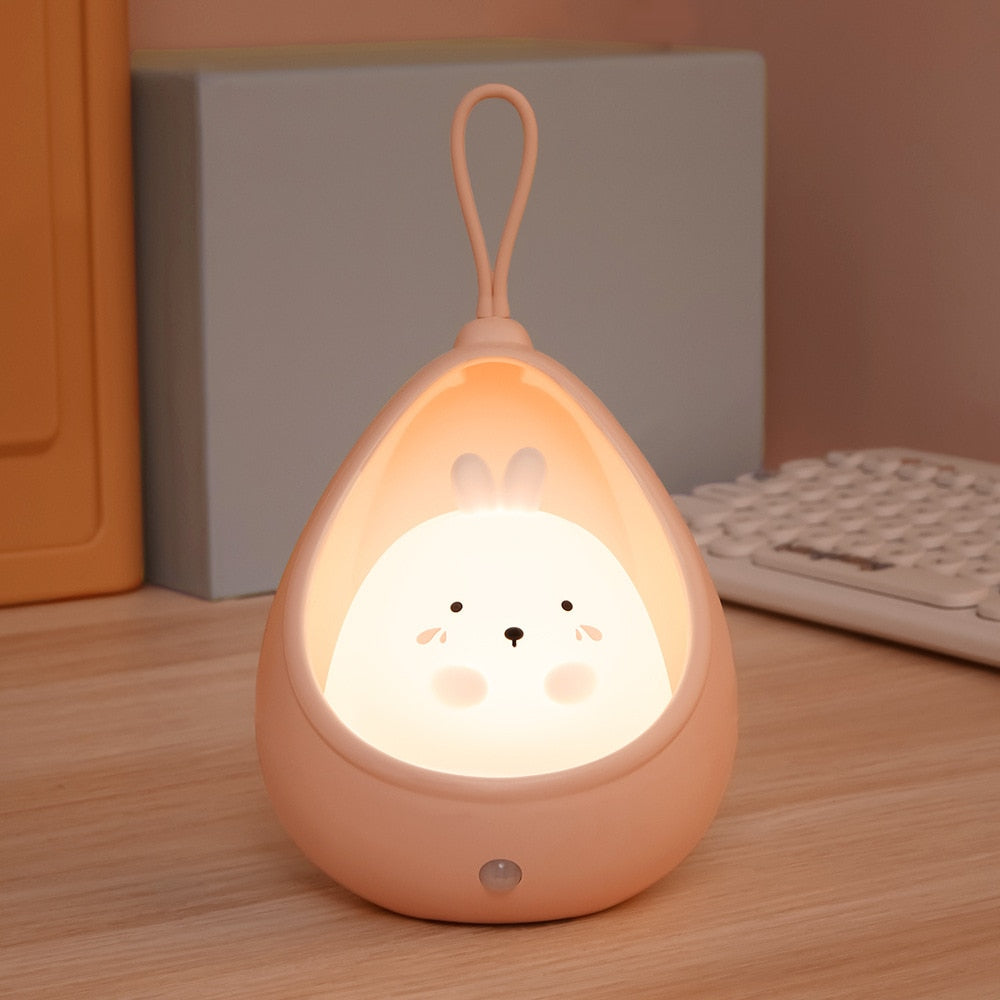 LED Night Light Sensor Control simpatico animale Lampada a induzione umana per bambini Camera da letto per bambini Lampade da parete in silicone ricaricabili USB - Gufetto Brand 