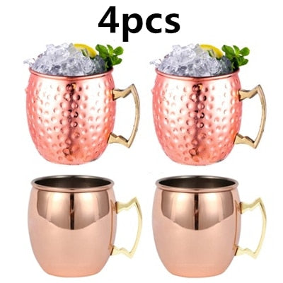 550 ml 4 Pcs 18 Once Martellato Rame Placcato Moscow Mule Tazza di Birra Tazza di Caffè Tazza Tazza di Rame Placcato canecas tazze tazza di viaggio - Gufetto Brand 