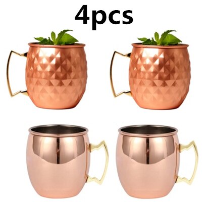 550 ml 4 Pcs 18 Once Martellato Rame Placcato Moscow Mule Tazza di Birra Tazza di Caffè Tazza Tazza di Rame Placcato canecas tazze tazza di viaggio - Gufetto Brand 