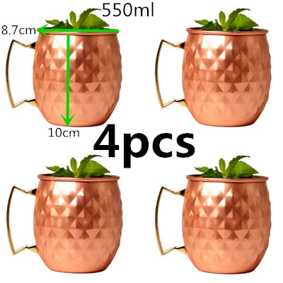 550 ml 4 Pcs 18 Once Martellato Rame Placcato Moscow Mule Tazza di Birra Tazza di Caffè Tazza Tazza di Rame Placcato canecas tazze tazza di viaggio - Gufetto Brand 