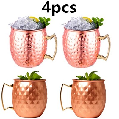 550 ml 4 Pcs 18 Once Martellato Rame Placcato Moscow Mule Tazza di Birra Tazza di Caffè Tazza Tazza di Rame Placcato canecas tazze tazza di viaggio - Gufetto Brand 