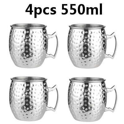 550 ml 4 Pcs 18 Once Martellato Rame Placcato Moscow Mule Tazza di Birra Tazza di Caffè Tazza Tazza di Rame Placcato canecas tazze tazza di viaggio - Gufetto Brand 