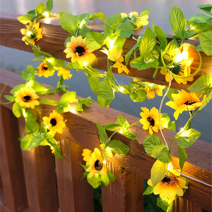 Flower Green Leaf String Lights Artificial Vine Fairy Lights Battery Powered Christmas Tree Garland Light for Weeding Home Decor - Gufetto Brand 