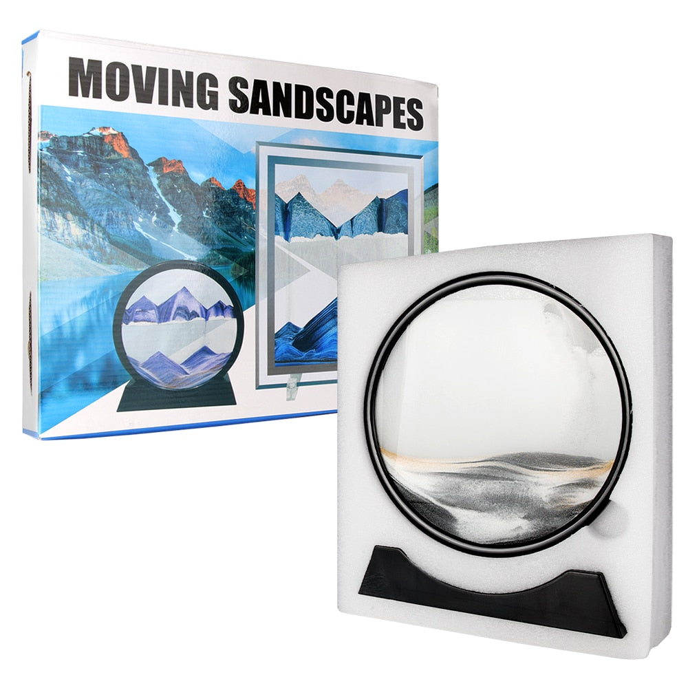 Moving Sand Art Picture Round Glass 3D Clessidra Deep Sea Sandscape In Motion Display Flowing Sand Frame 7/12inch Per la decorazione domestica - Gufetto Brand 