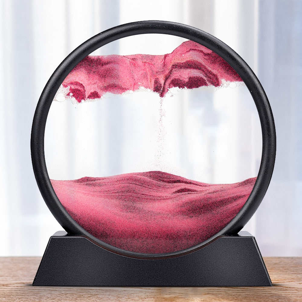 Moving Sand Art Picture Round Glass 3D Clessidra Deep Sea Sandscape In Motion Display Flowing Sand Frame 7/12inch Per la decorazione domestica - Gufetto Brand 