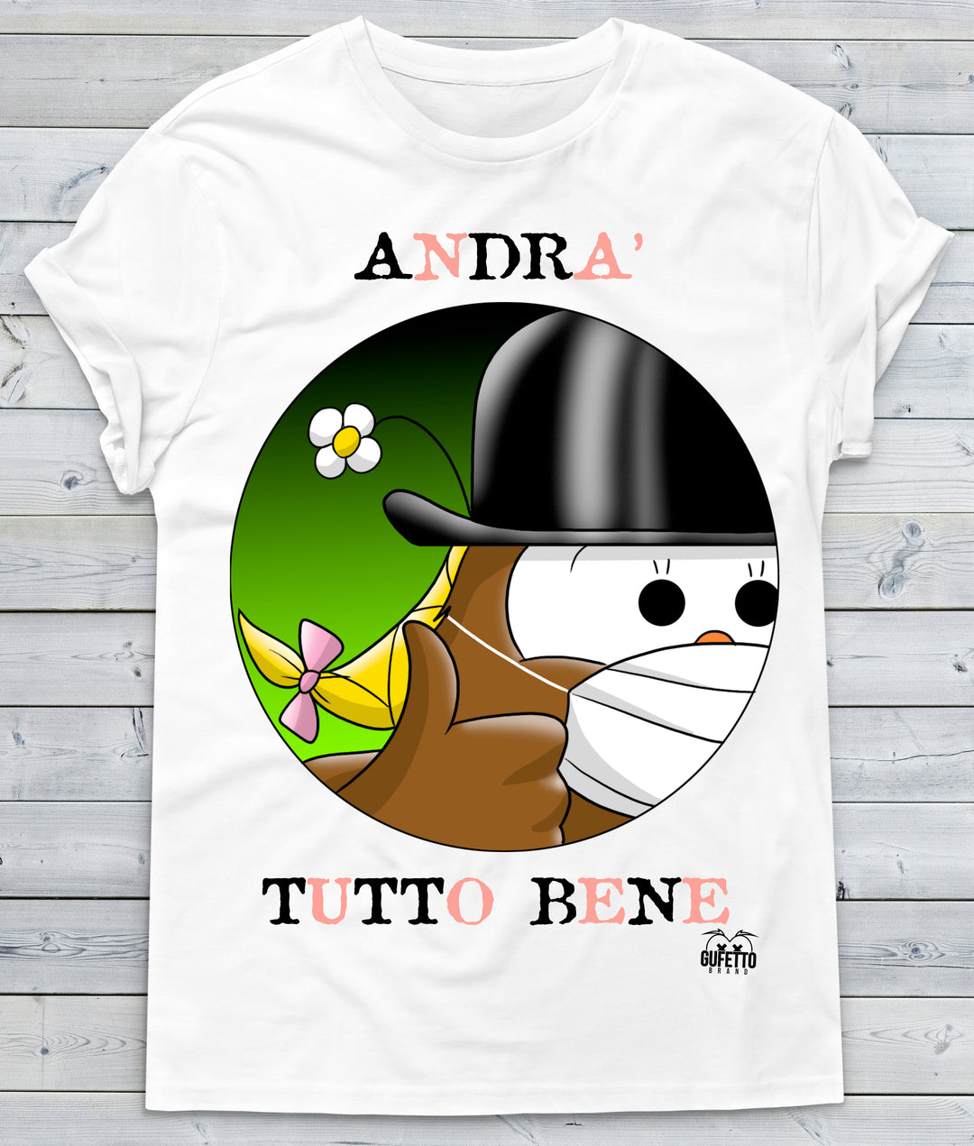 T-shirt Donna  Andrà tutto bene 'Gufetta' ( C928 ) - Gufetto Brand 